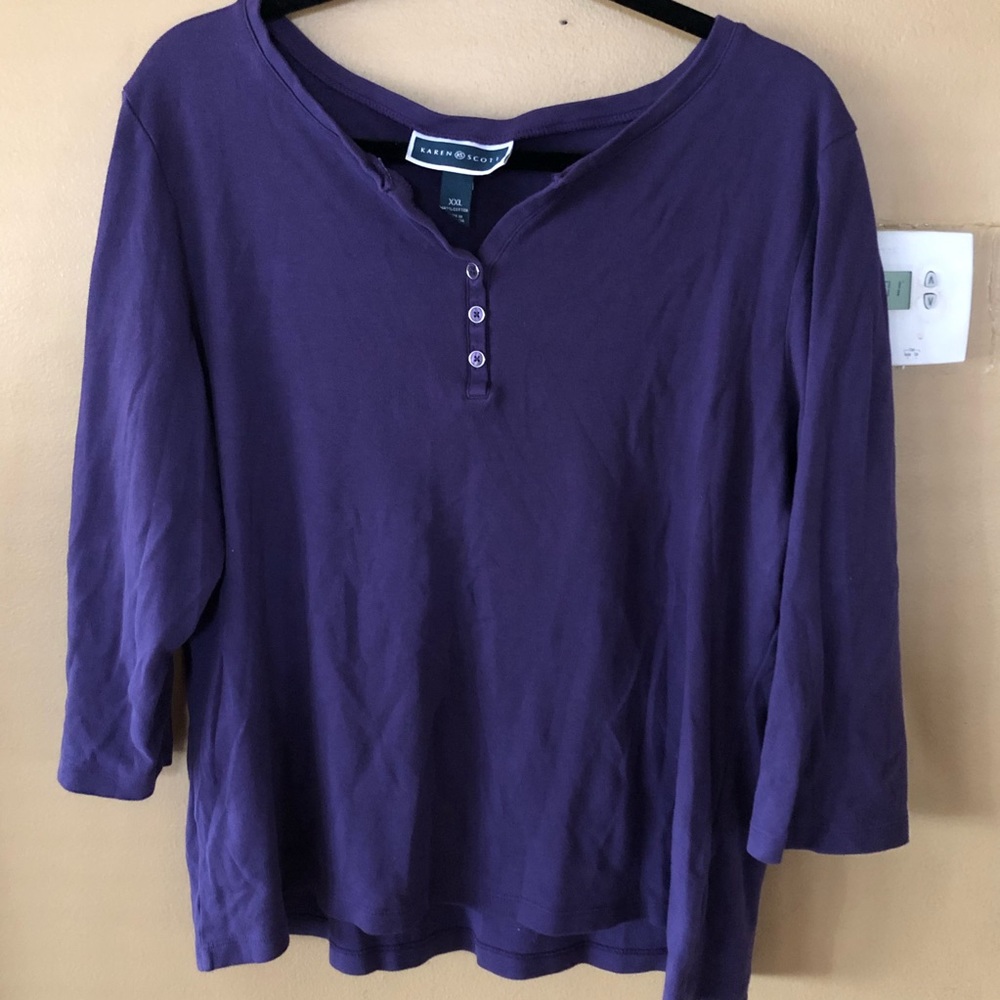 KAREN SCOTT quarter sleeve top
